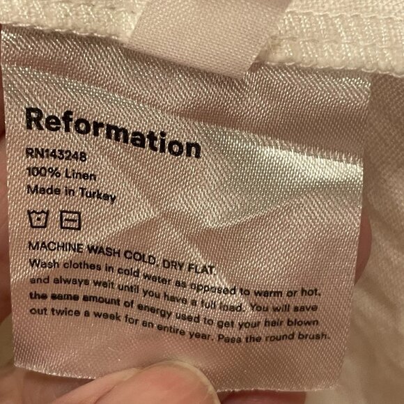 REFORMATION White Linen Square Neck Spaghetti Strap Mini Dress Sz 0 - Picture 8 of 9